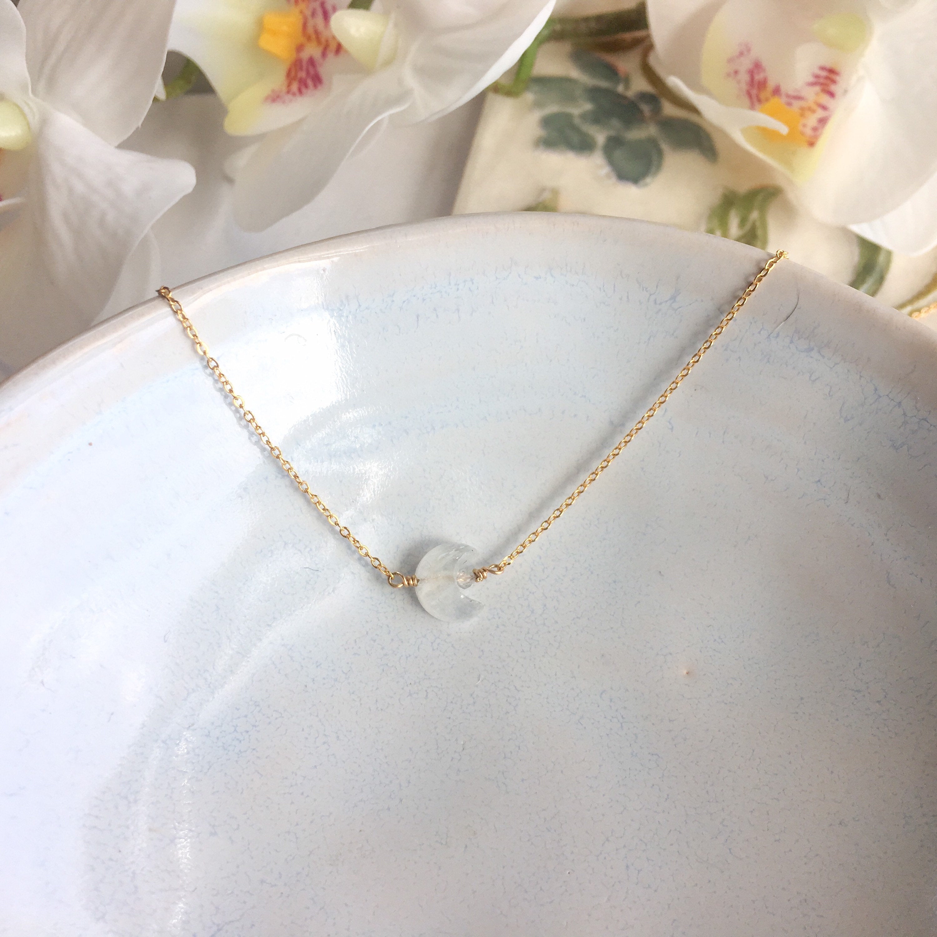 Moonstone Crescent Moon Necklace