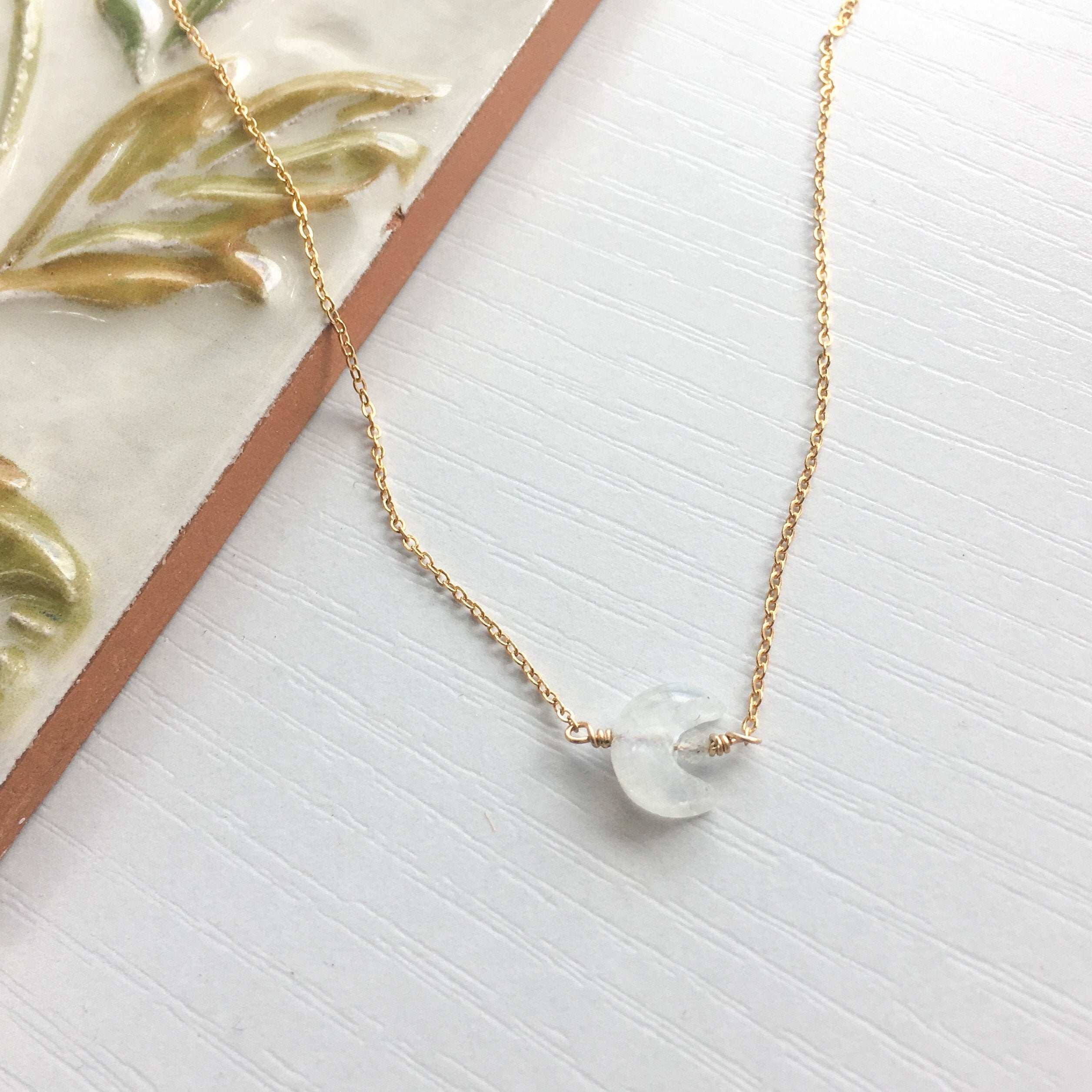 Moonstone Crescent Moon Necklace