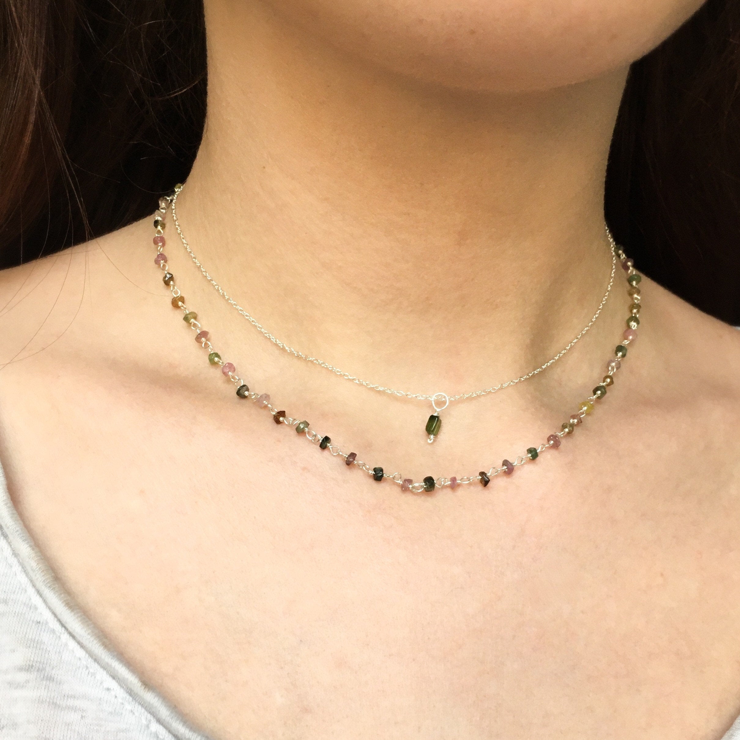 Tourmaline Rosary Necklace