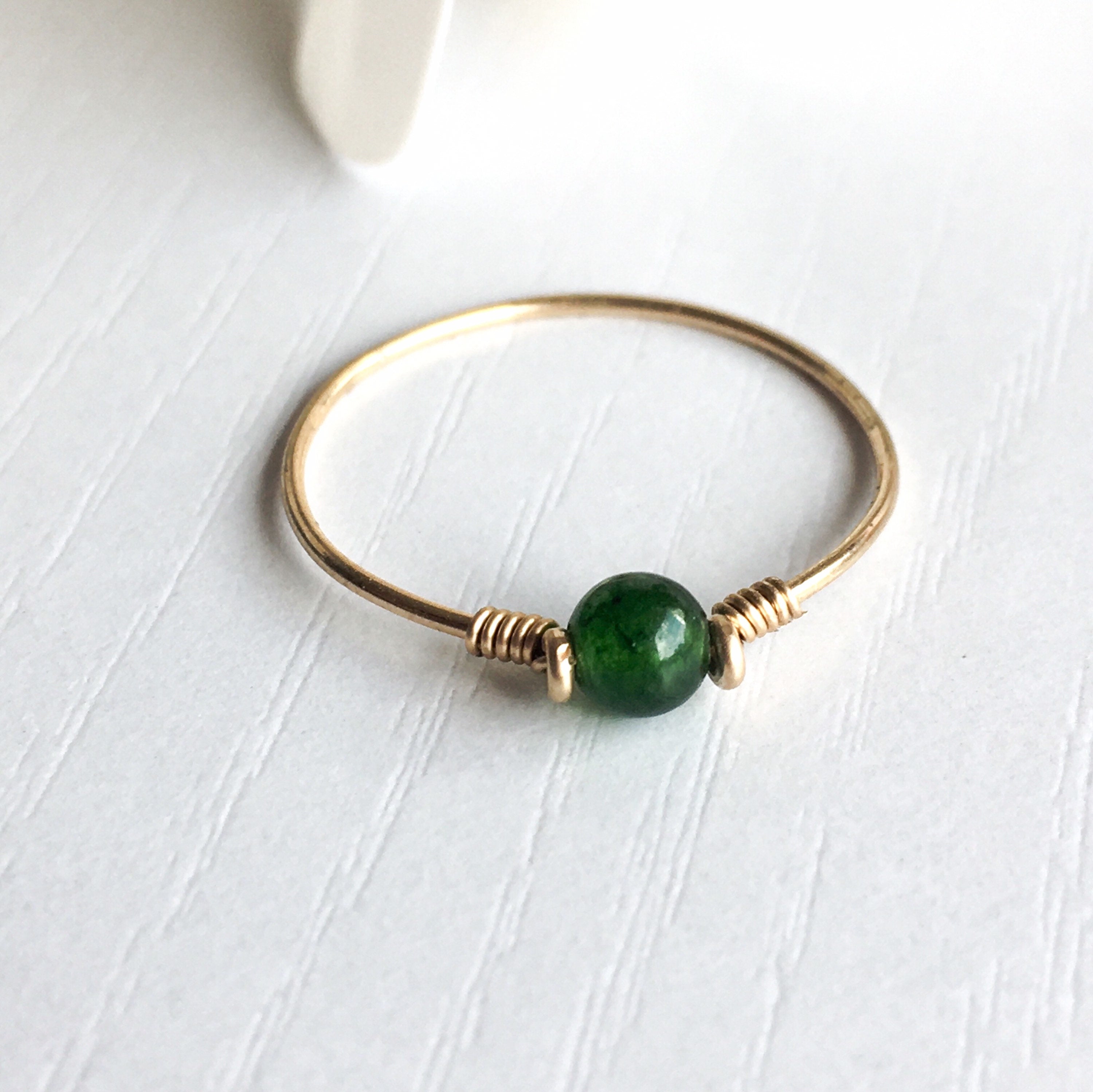 Dark Green Jade Dot Ring