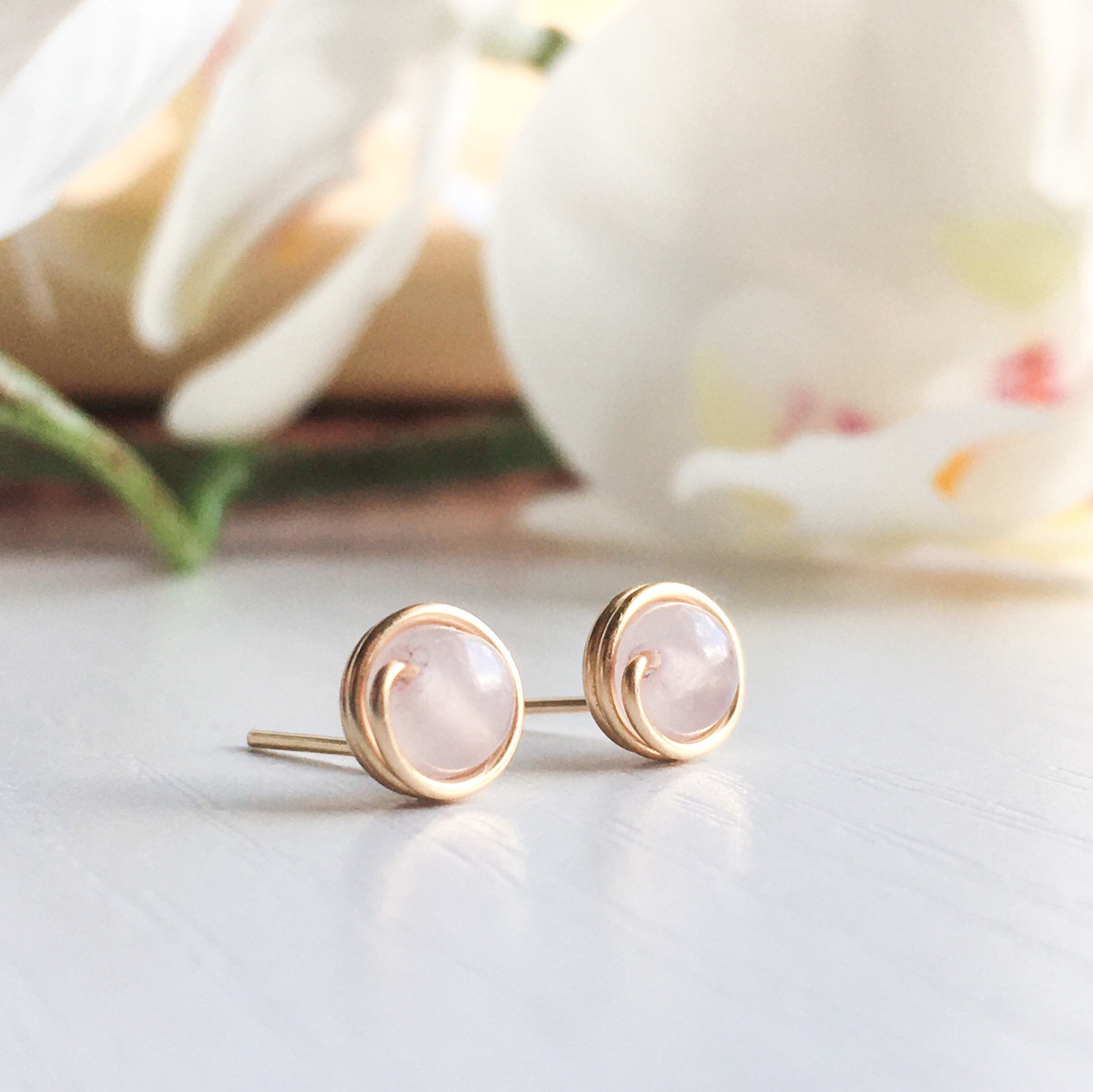 Rose Quartz Stud Earrings