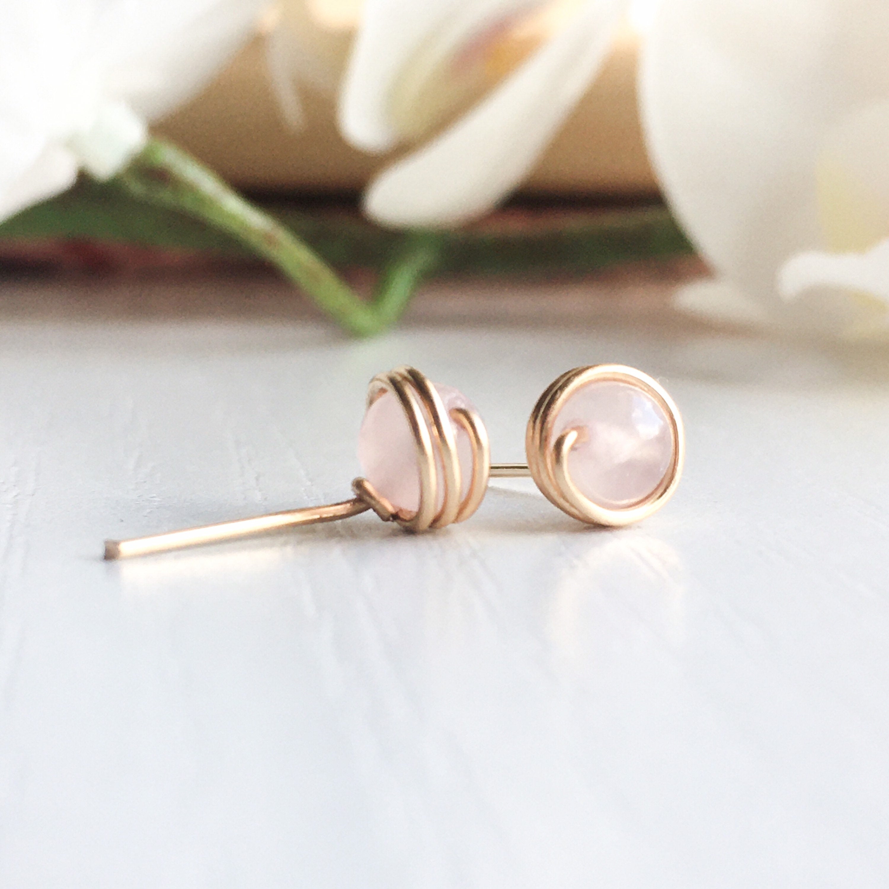 Rose Quartz Stud Earrings