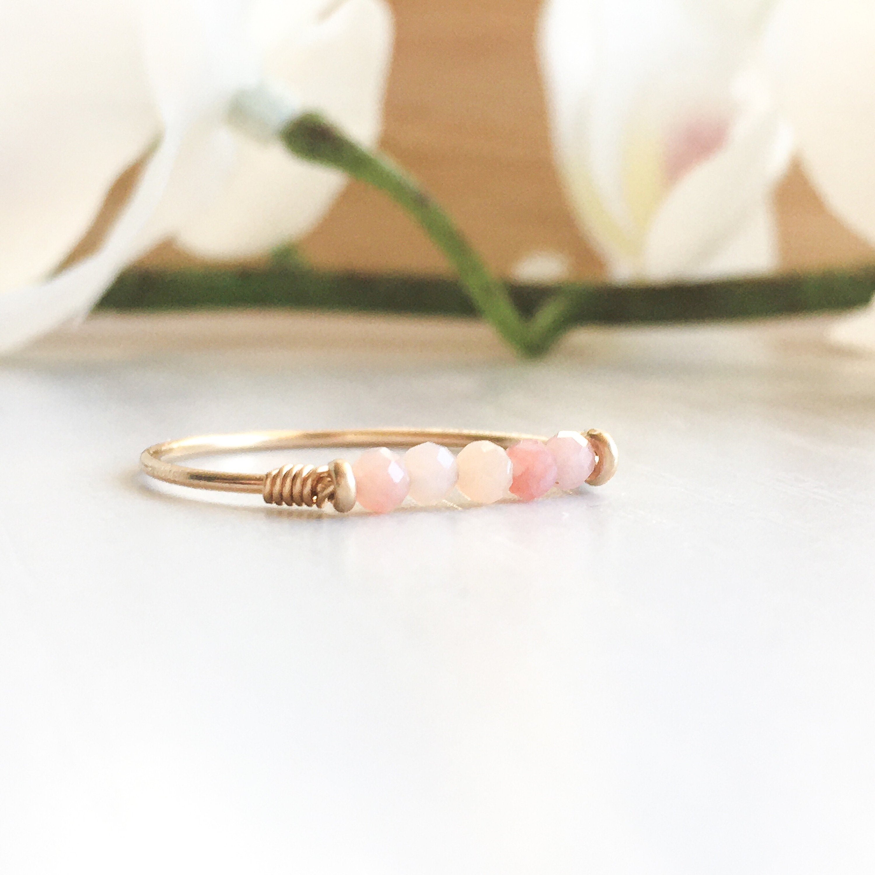 Pink Opal Bar Ring