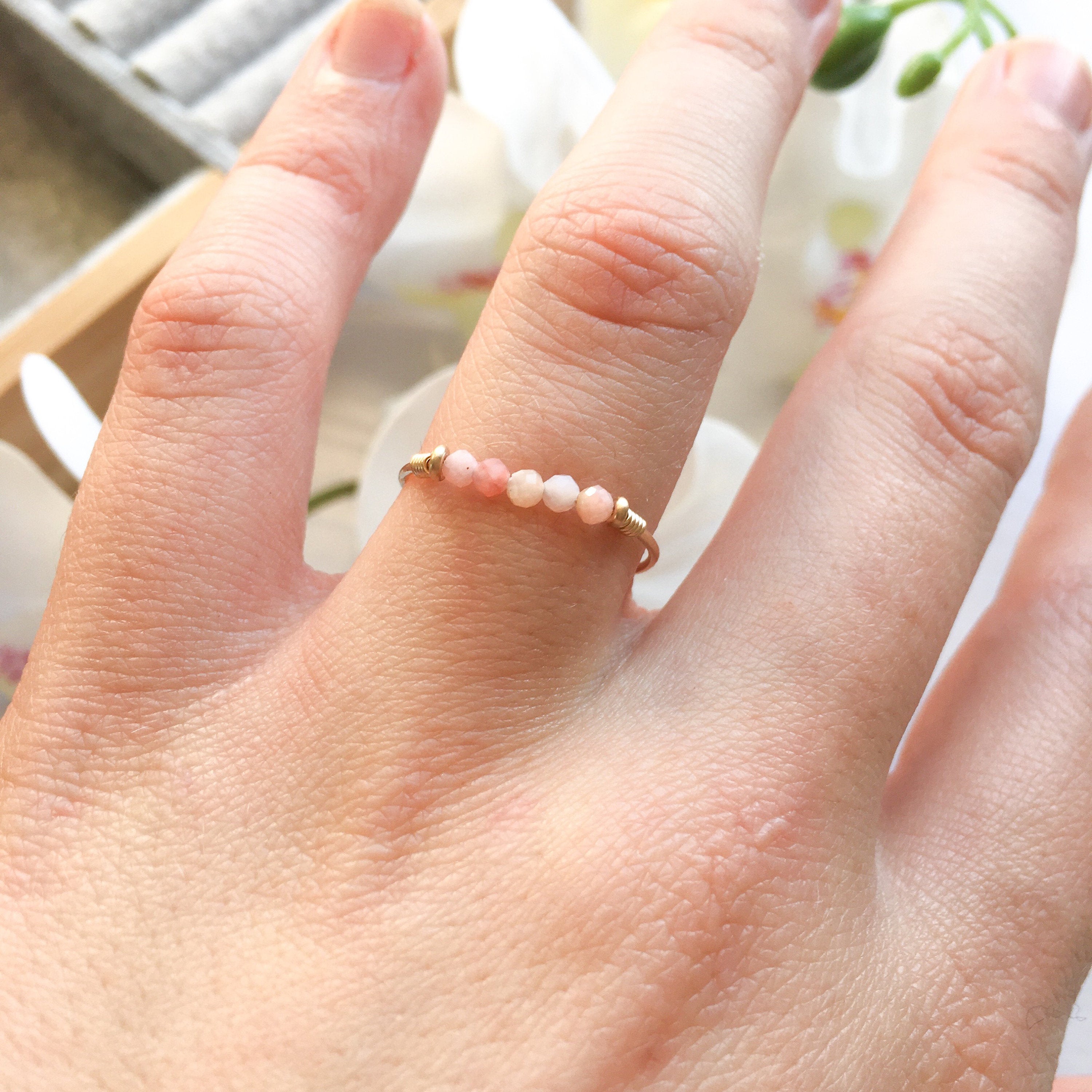 Pink Opal Bar Ring