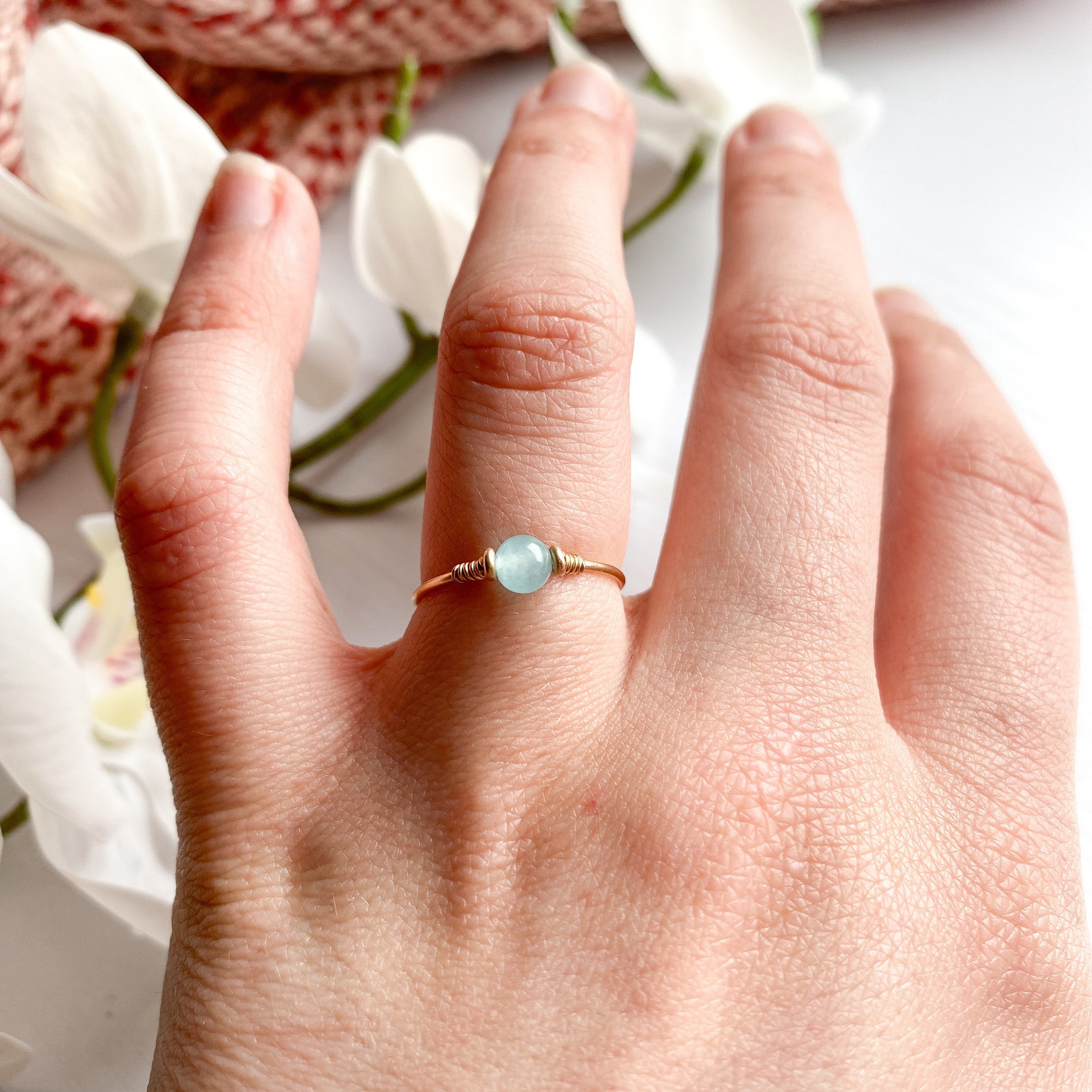 Blue Jade Dot Ring