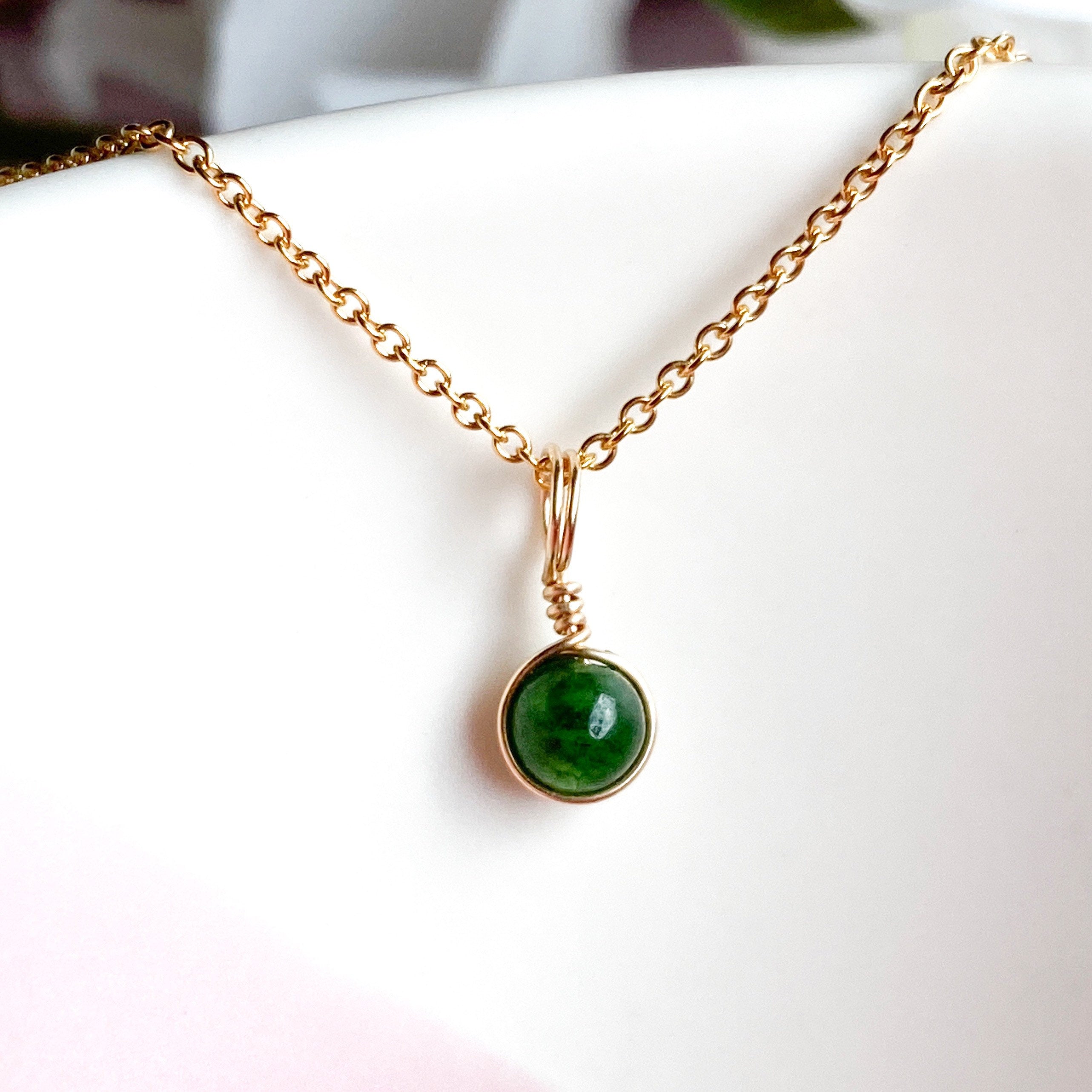 Dark green store jade necklace