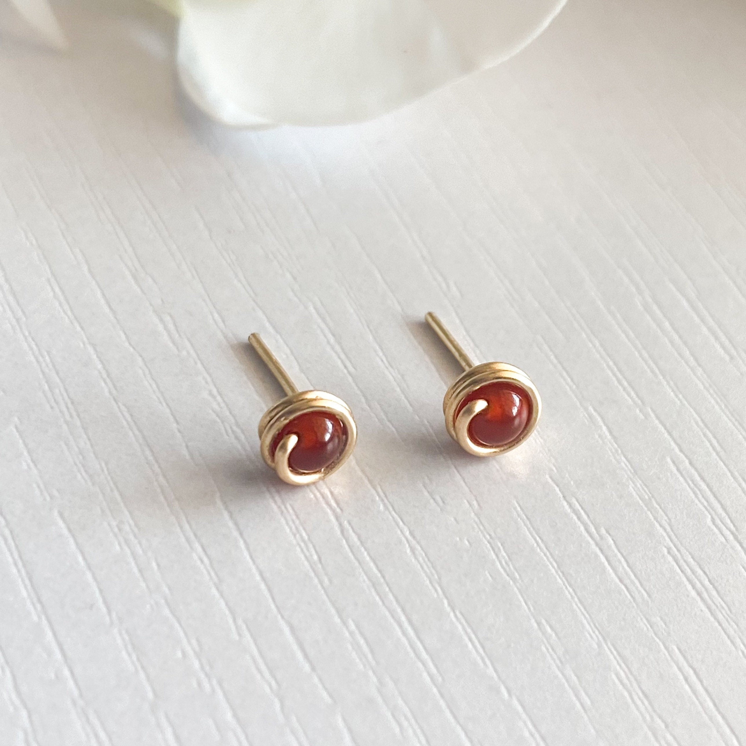 Carnelian Stud Earrings