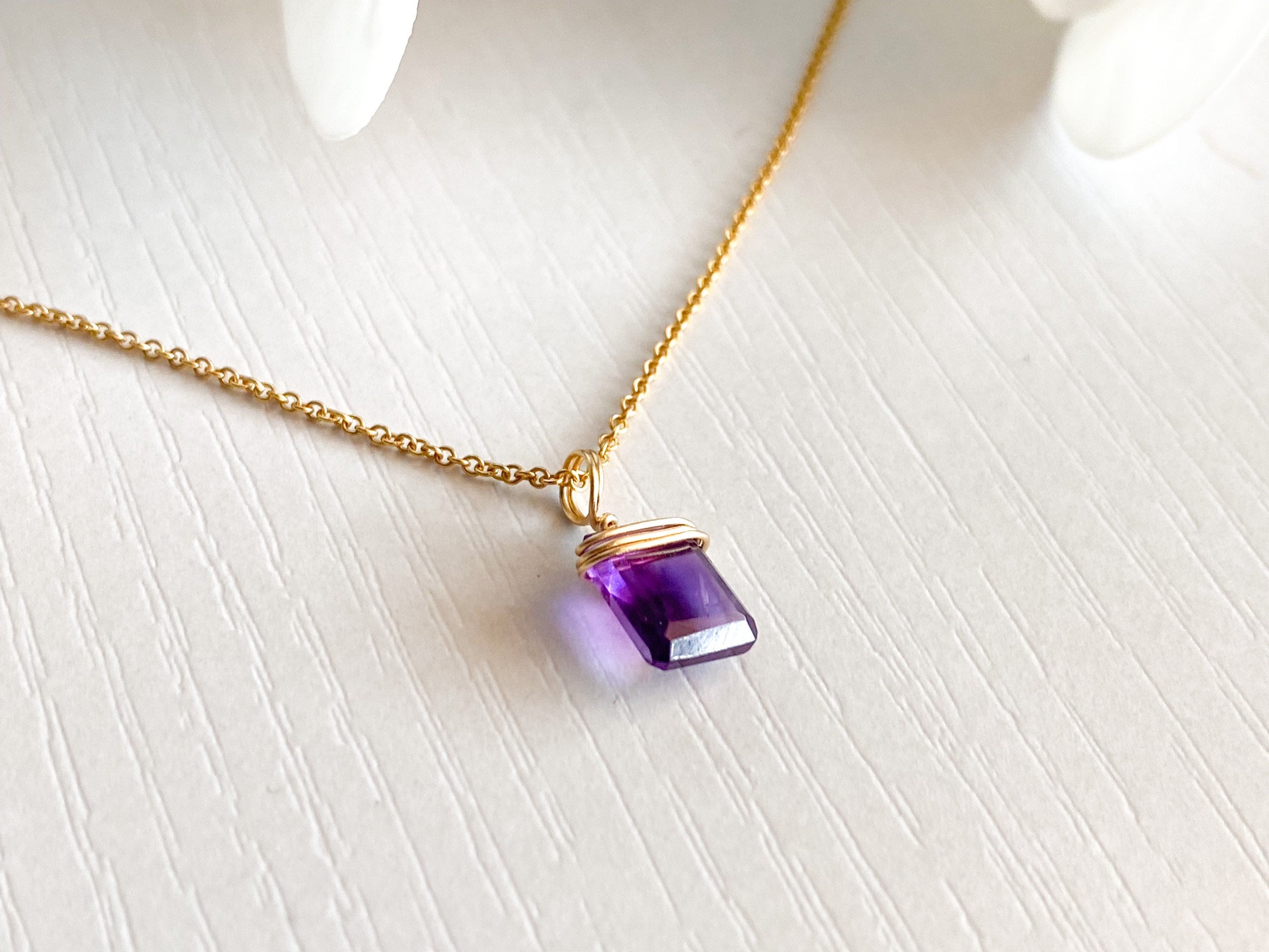 Amethyst Emerald Cut Necklace