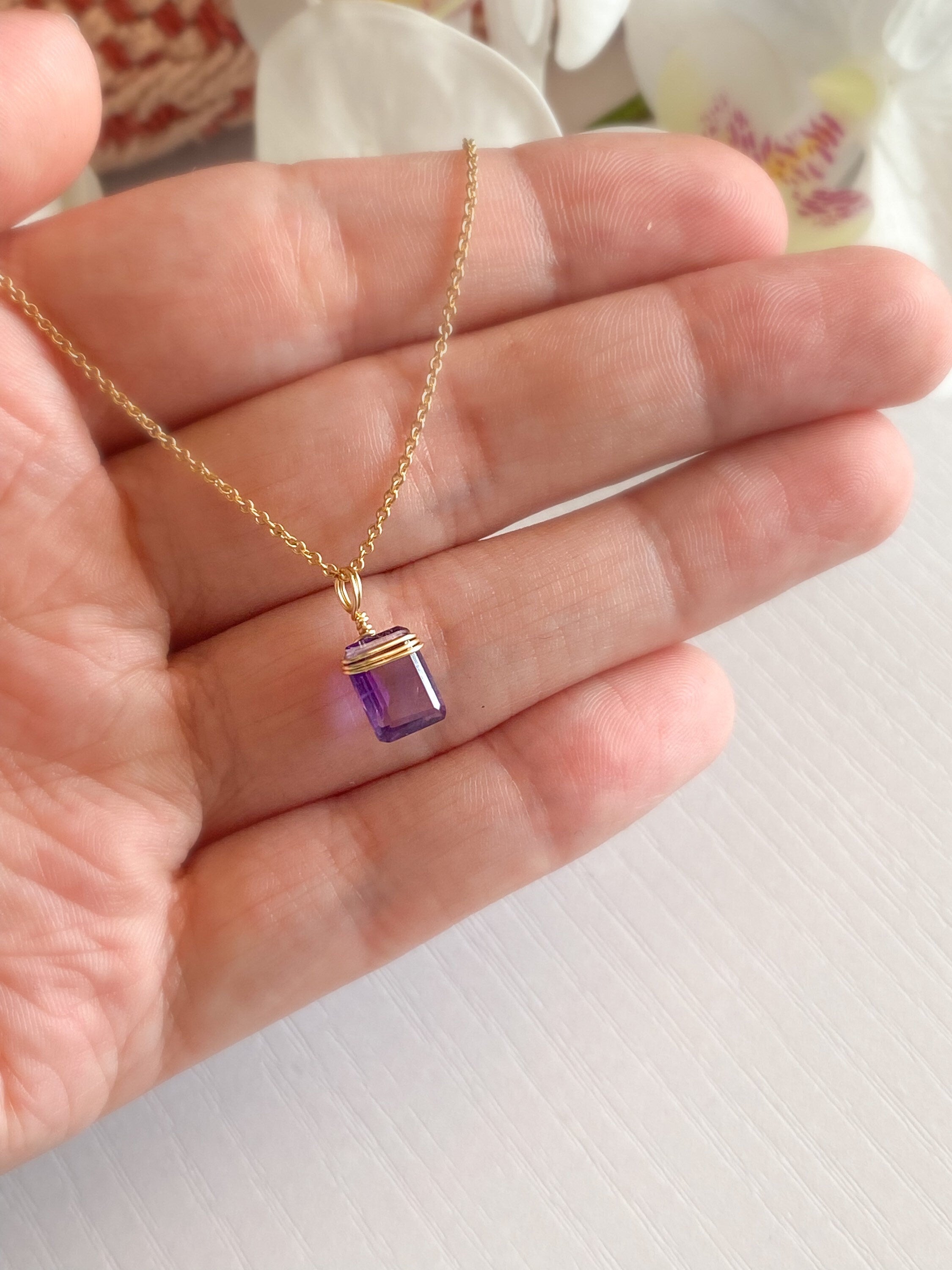 Amethyst Emerald Cut Necklace