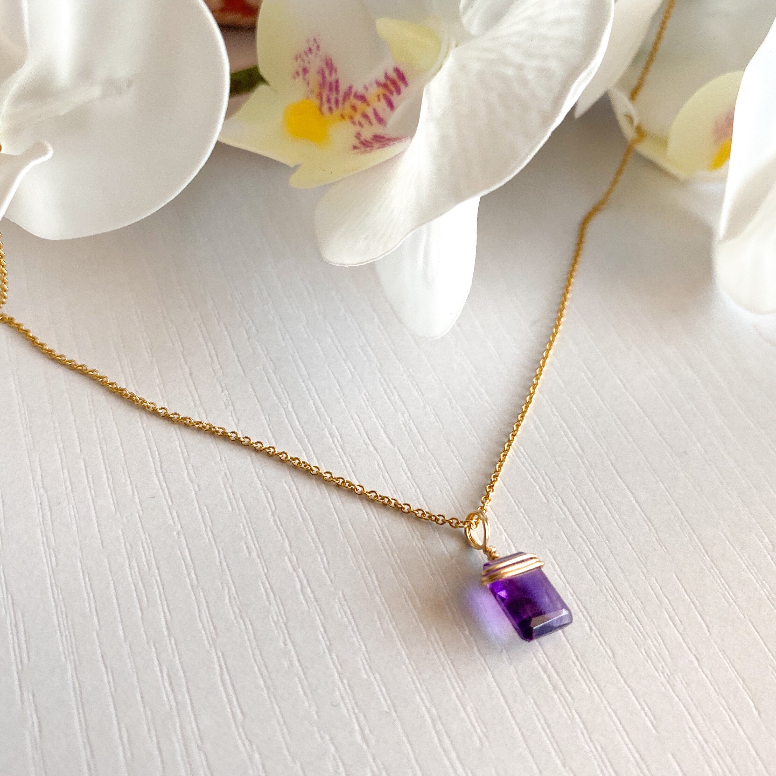 Amethyst Emerald Cut Necklace