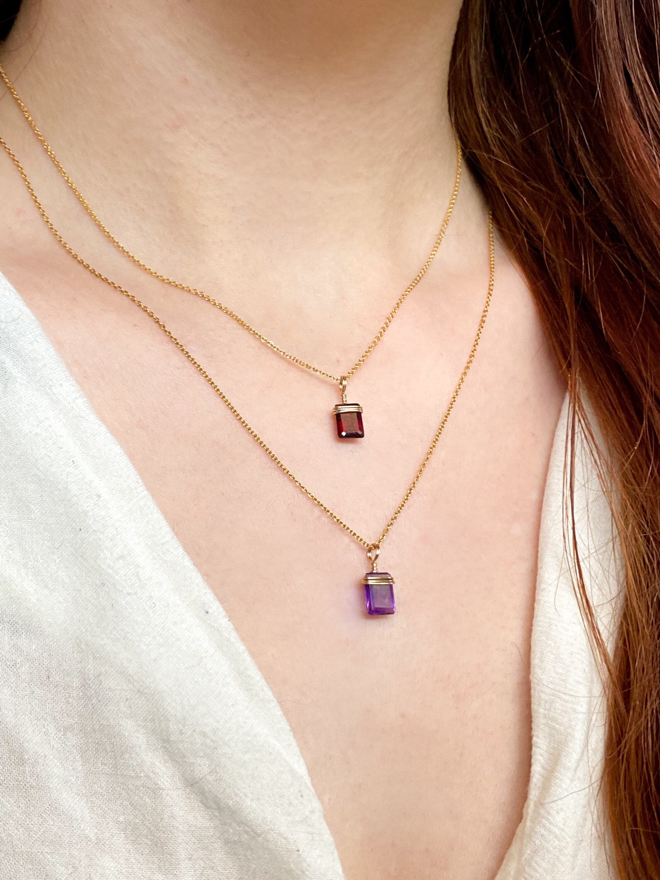 Amethyst Emerald Cut Necklace