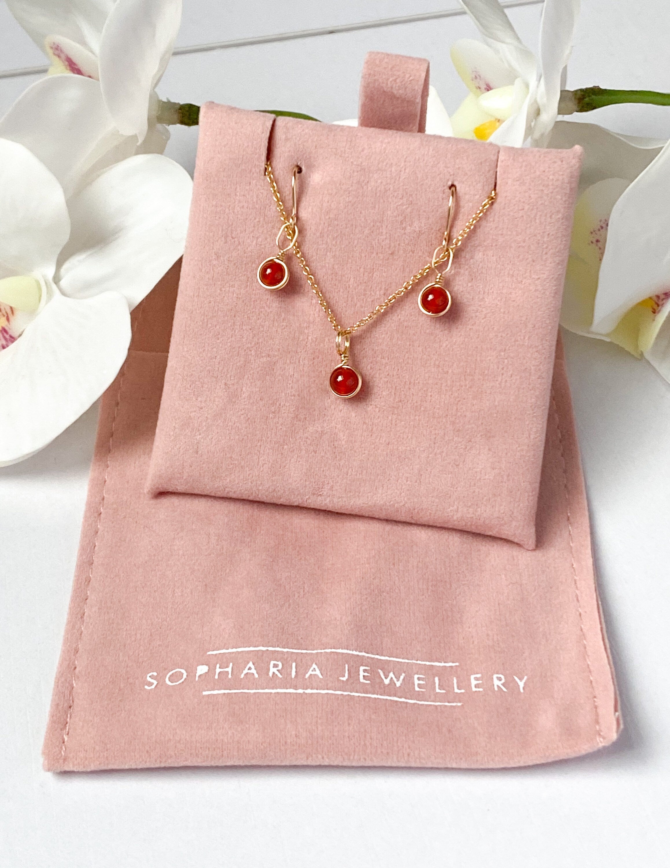 Carnelian Necklace & Earring Set